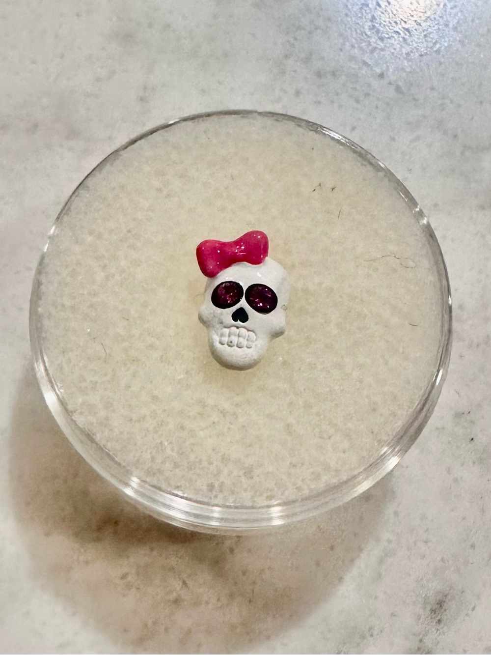Origami Owl White Skull Charm with Pink Bow